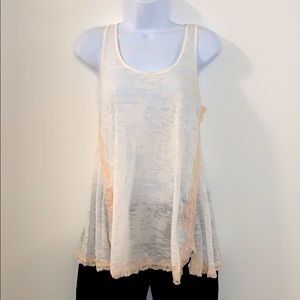 Free People White Burnout and Lace Tunic